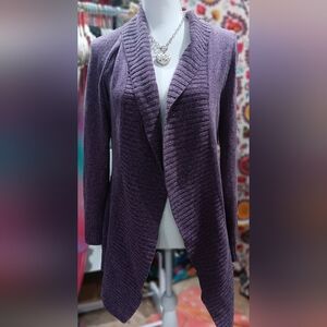 L.L. Bean purple high/low long sleeved cable it sweater/shrug. Medium